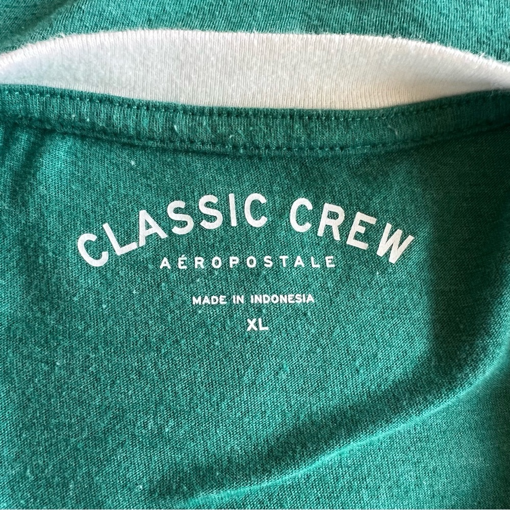 Aeropostale Classic Crew XL Aero 1987 East Coast Green White Shirt Top Tee - Picture 3 of 3